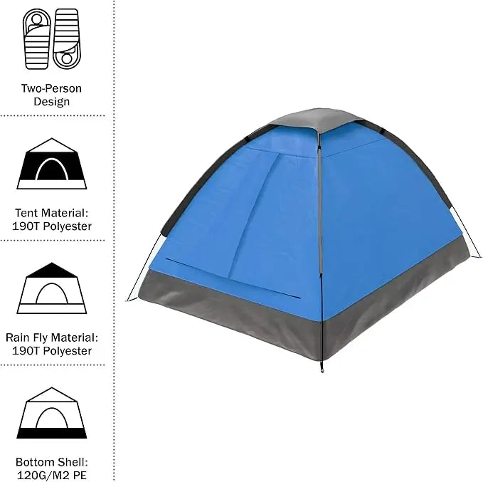 2-Person Lightweight Camping Tent β With Rainfly & Carry Bag