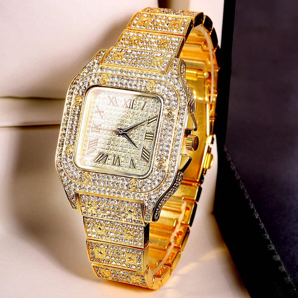 BlingCuban Set β Gold Cuban Chain Watch & Bracelet for Men