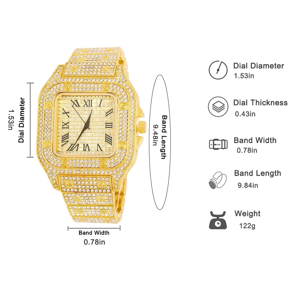 BlingCuban Set β Gold Cuban Chain Watch & Bracelet for Men
