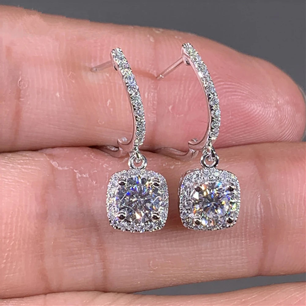 Huitan Square Drop Earrings β Elegant Bridal Dangle Jewelry