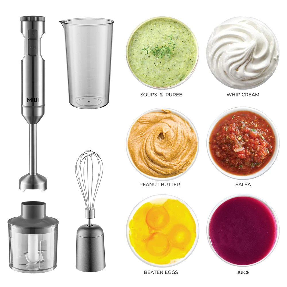 4-in-1 Hand Blender β 1000W Stick Mixer with Beaker & Chopper