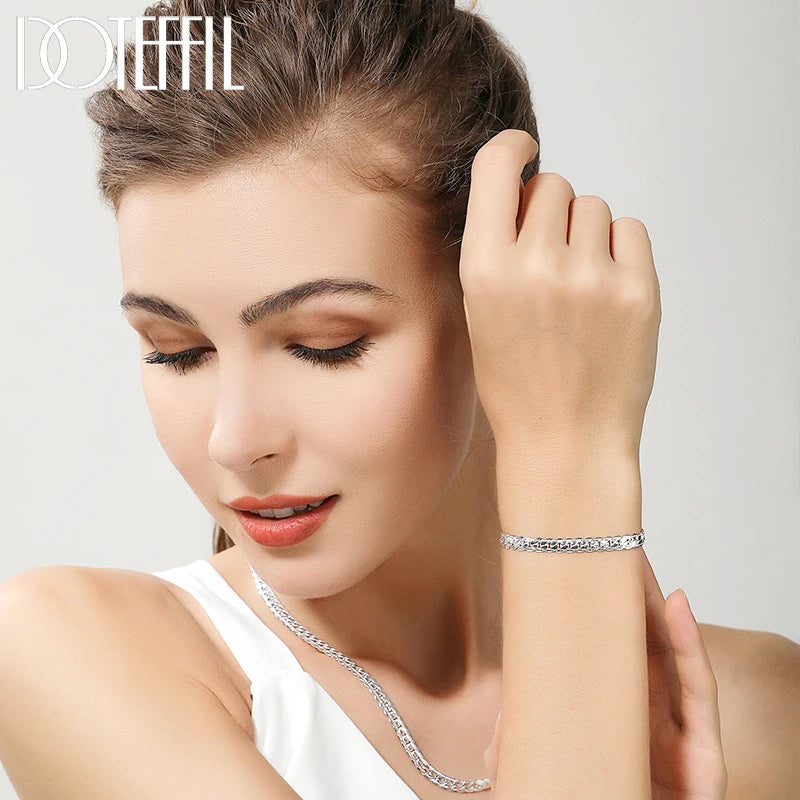 DOTEFFIL SilverSide β 925 Sterling Silver Chain Necklace & Bracelet