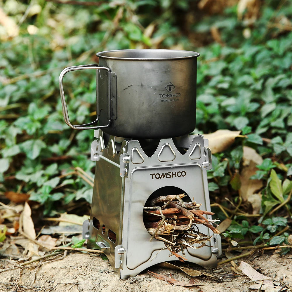 TOMSHOO Titanium Wood Stove β Ultralight Folding Camping Stove for Hiking & Cooking