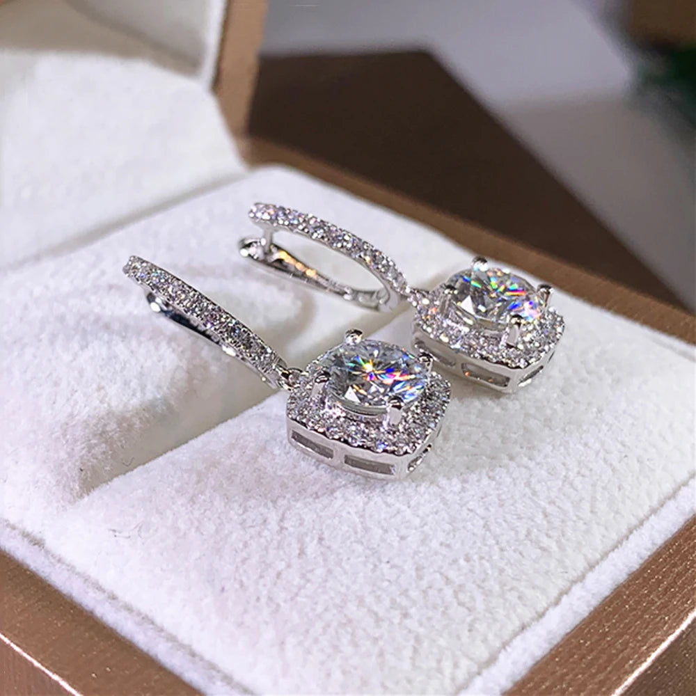 Huitan Square Drop Earrings β Elegant Bridal Dangle Jewelry