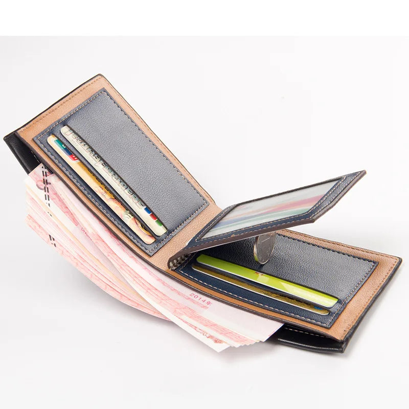 Men’s Slim Short Wallet – Retro Luxury Card & Coin Holder Purse