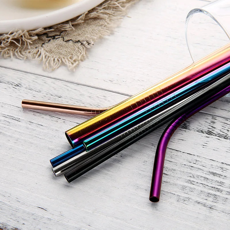 Metal Straws β Reusable 304 Stainless Steel Set with Brush & Pouch