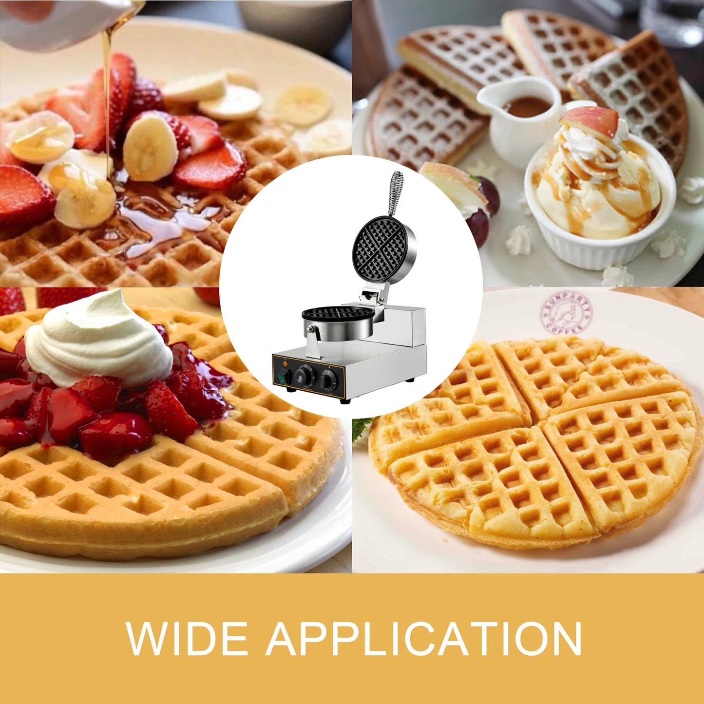 VEVOR Electric Waffle Maker β Single/Double Head 180mm Nonstick Round Waffle Machine