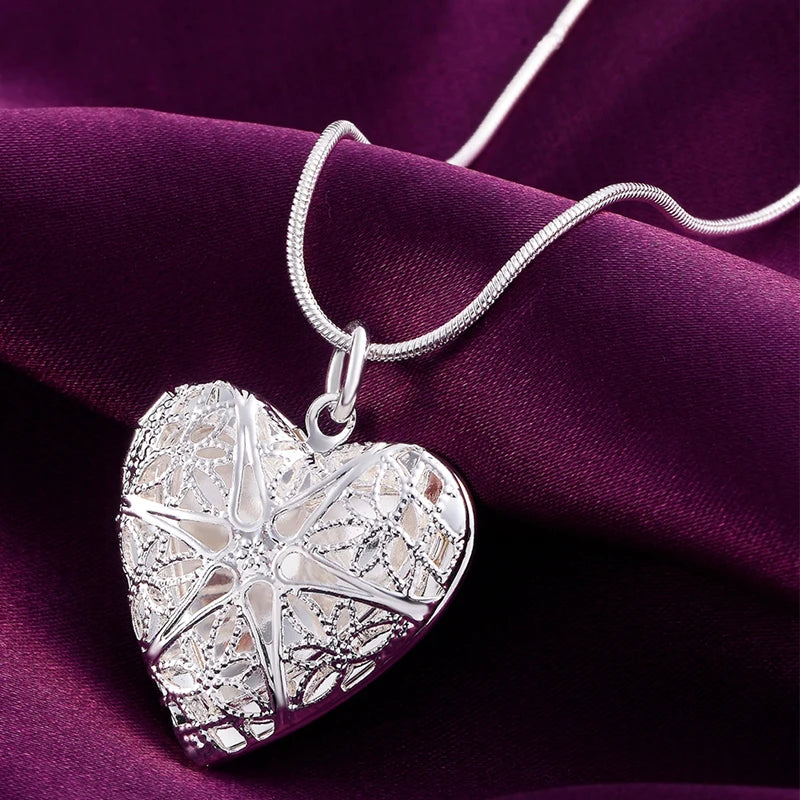 DOTEFFIL 925 Silver Photo Frame Pendant Necklace β Elegant Memory Keepsake Jewelry