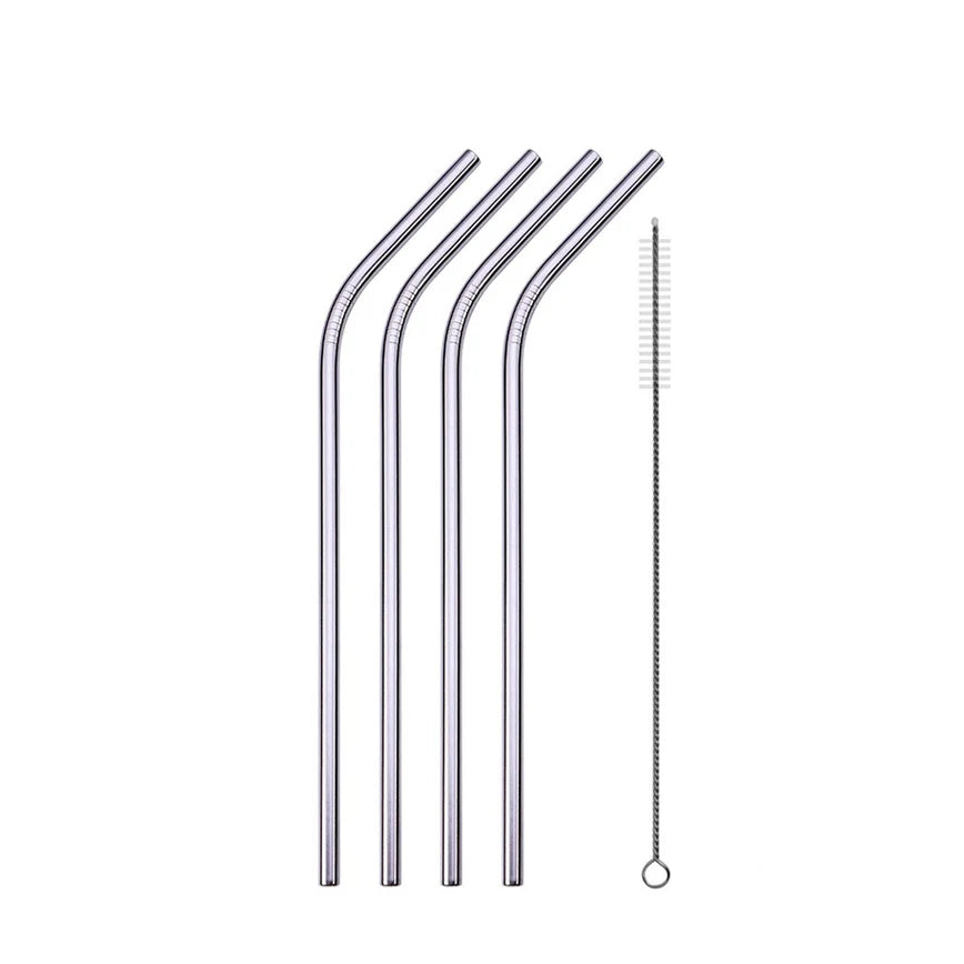 Metal Straws β Reusable 304 Stainless Steel Set with Brush & Pouch