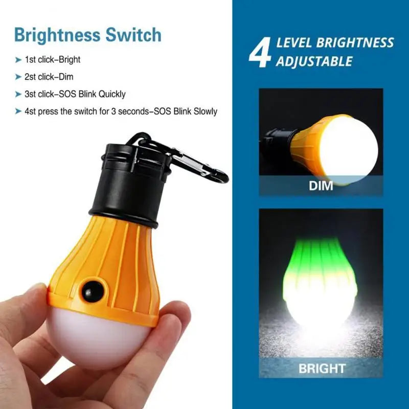 Portable LED Camping Light β Mini Hanging Bulb with 3 Modes & Hook