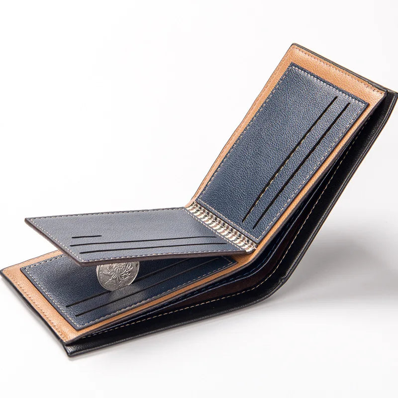 Men’s Slim Short Wallet – Retro Luxury Card & Coin Holder Purse
