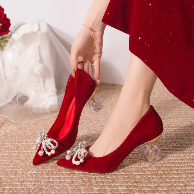 PearlStep β Bridal Thick Heel Xiuhe Shoes