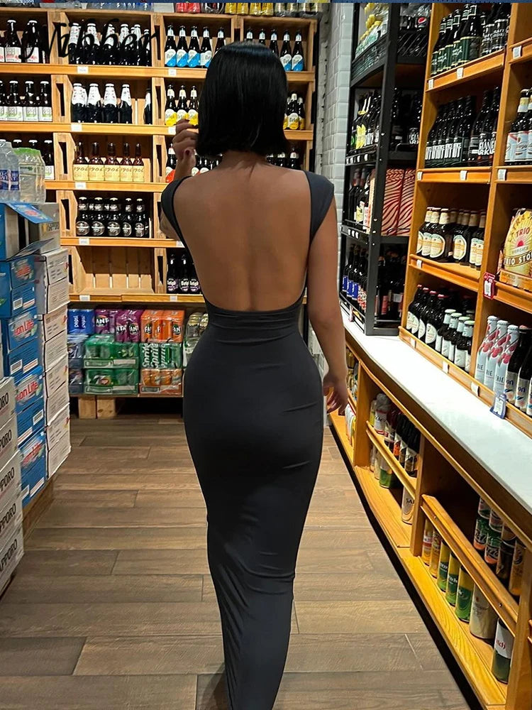 Nibber Elegant Backless Maxi Dress β Slim Fit Streetwear
