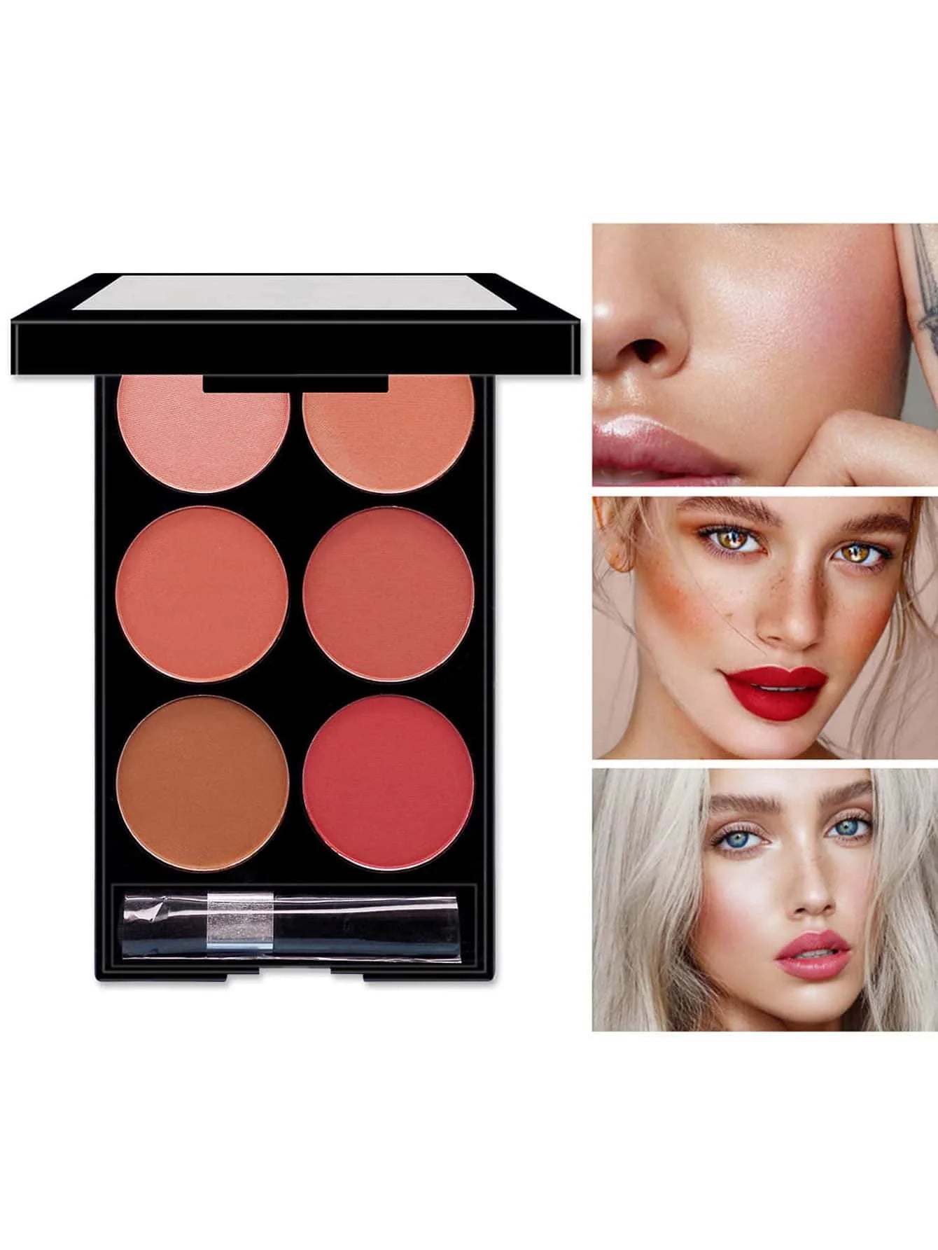 6-Color Blush & Contour Palette β Pearlescent Matte Finish