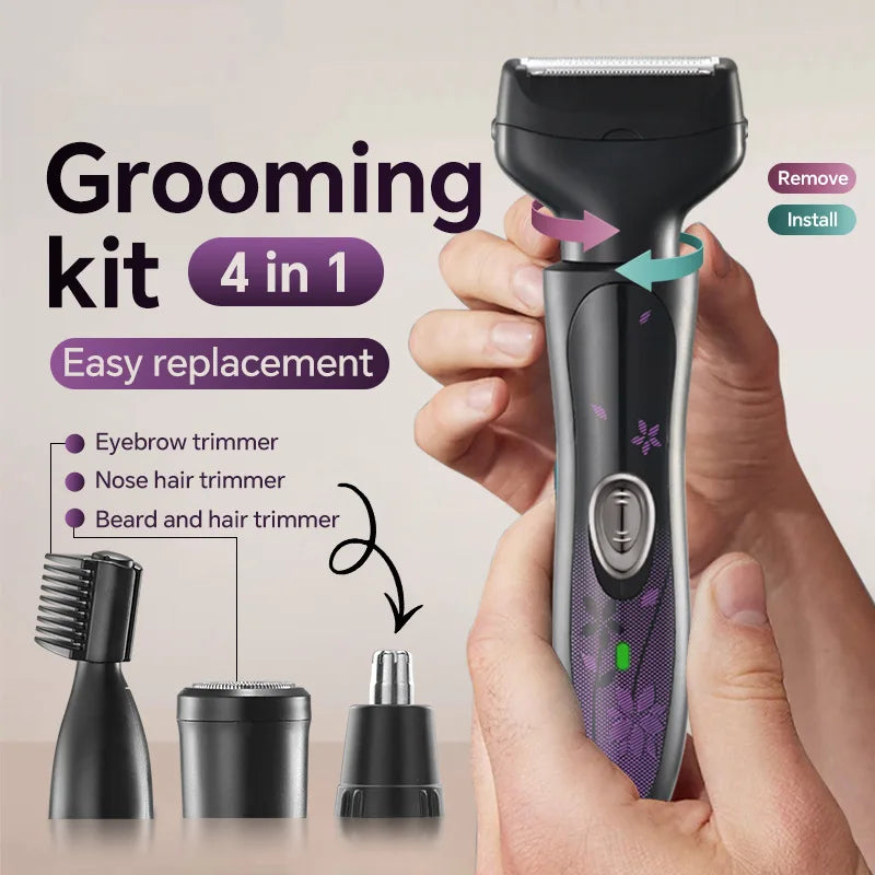 4-in-1 Rechargeable Electric Shaver for Women β Cordless Razor for Face, Arms & Legs