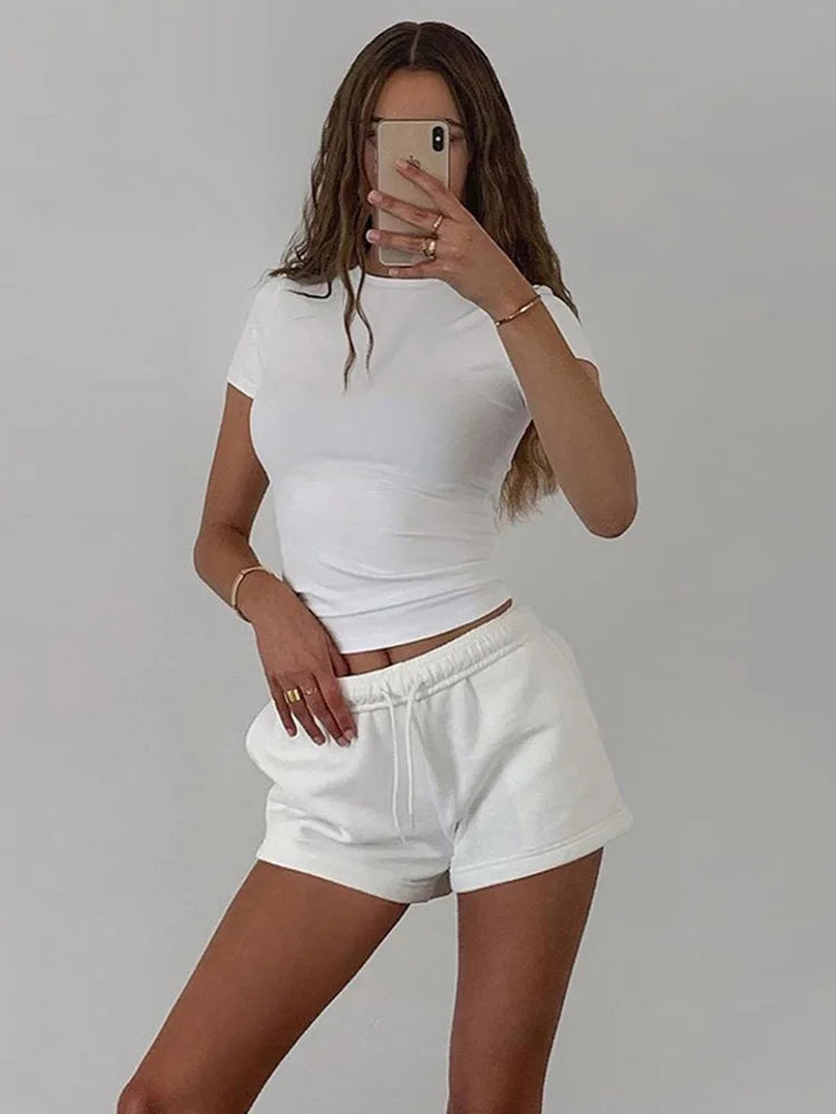 Essential Soft Crop Tee β Casual Solid Short Sleeve T-Shirt for Women