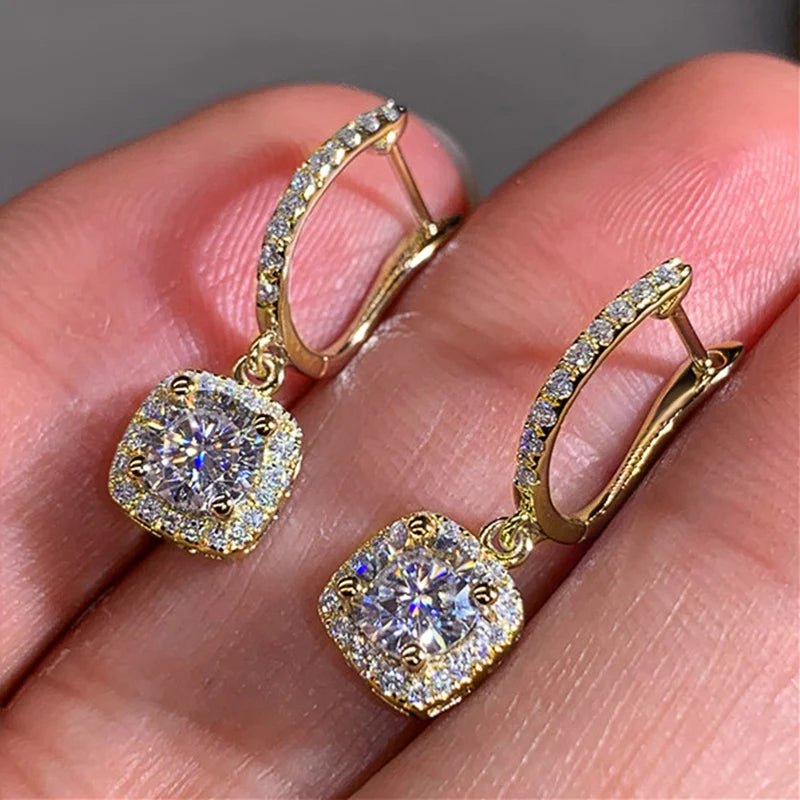 Huitan Square Drop Earrings β Elegant Bridal Dangle Jewelry