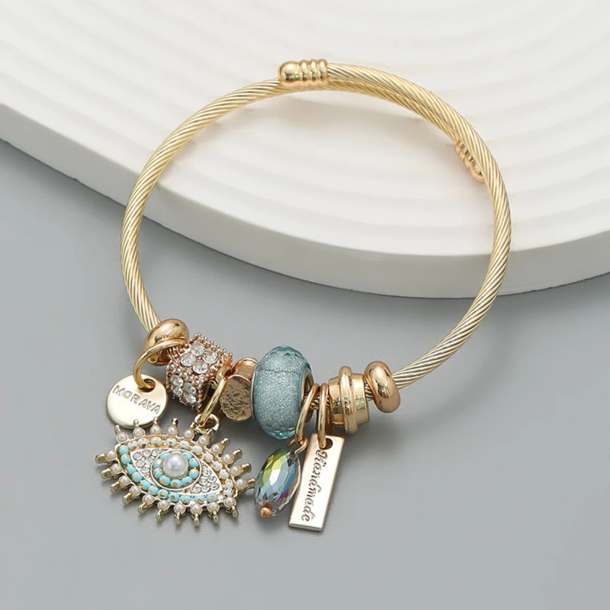Fashion Stainless Steel Multi-Element Love Beaded Bracelet for Women