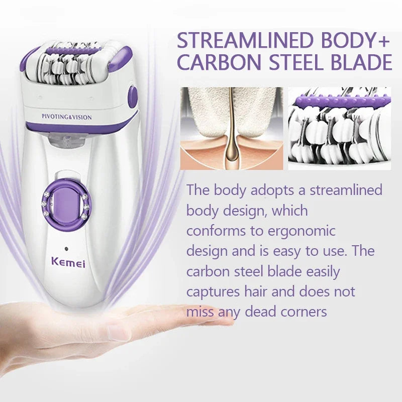 Kemei Rechargeable 2-in-1 Epilator & Shaver for Women β Smooth Skin Hair Removal Machine