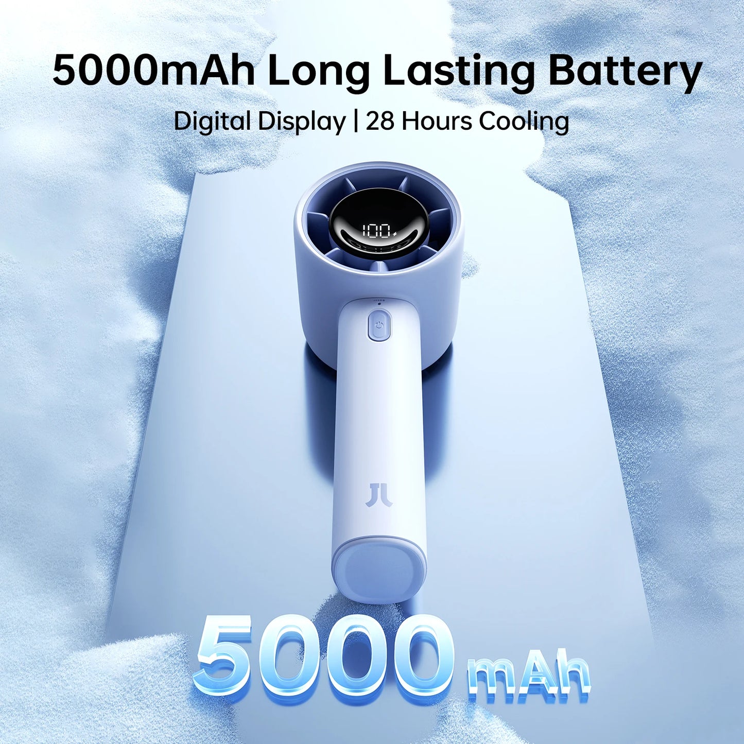 JISULIFE Life10s Portable Mini Fan β Handheld Fan with 5000mAh Battery & 5 Wind Speeds