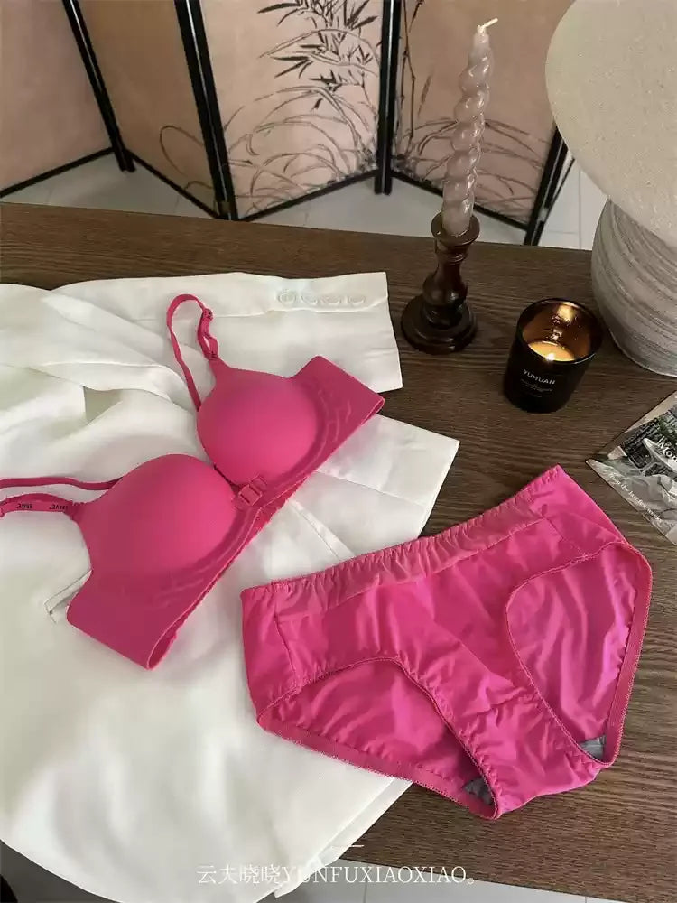 YUQI Front-Button Push-Up Bra Set β Slimming & Sexy Back Support