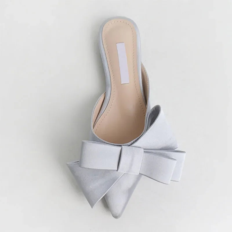 SilkBow 2025 β Korean Satin Pointed Flat Slippers