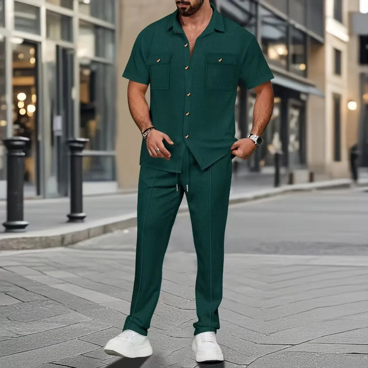 CoastForm – Men's Summer Button-Up Set