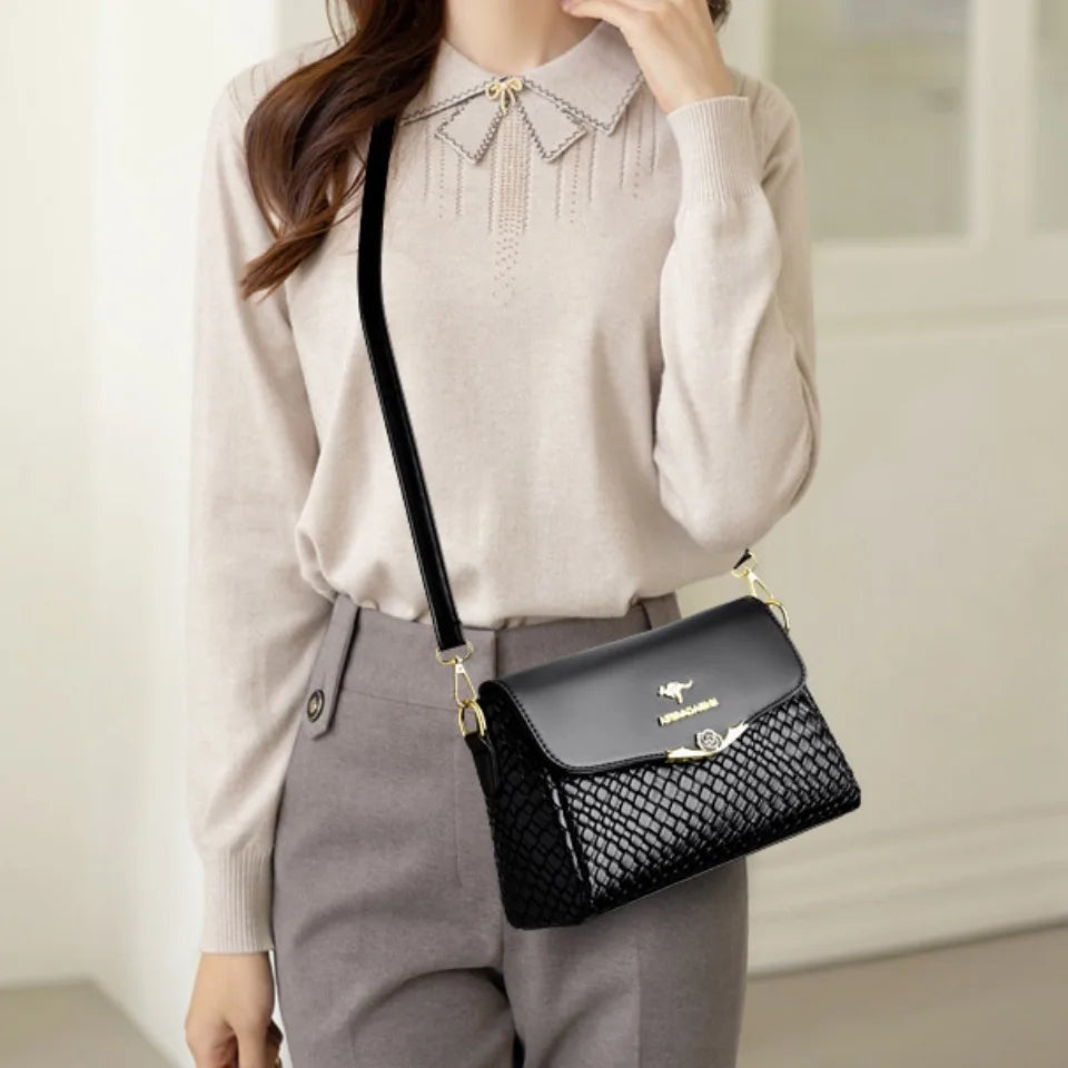 LuxKnit β Designer PU Leather Knitted Crossbody Bag
