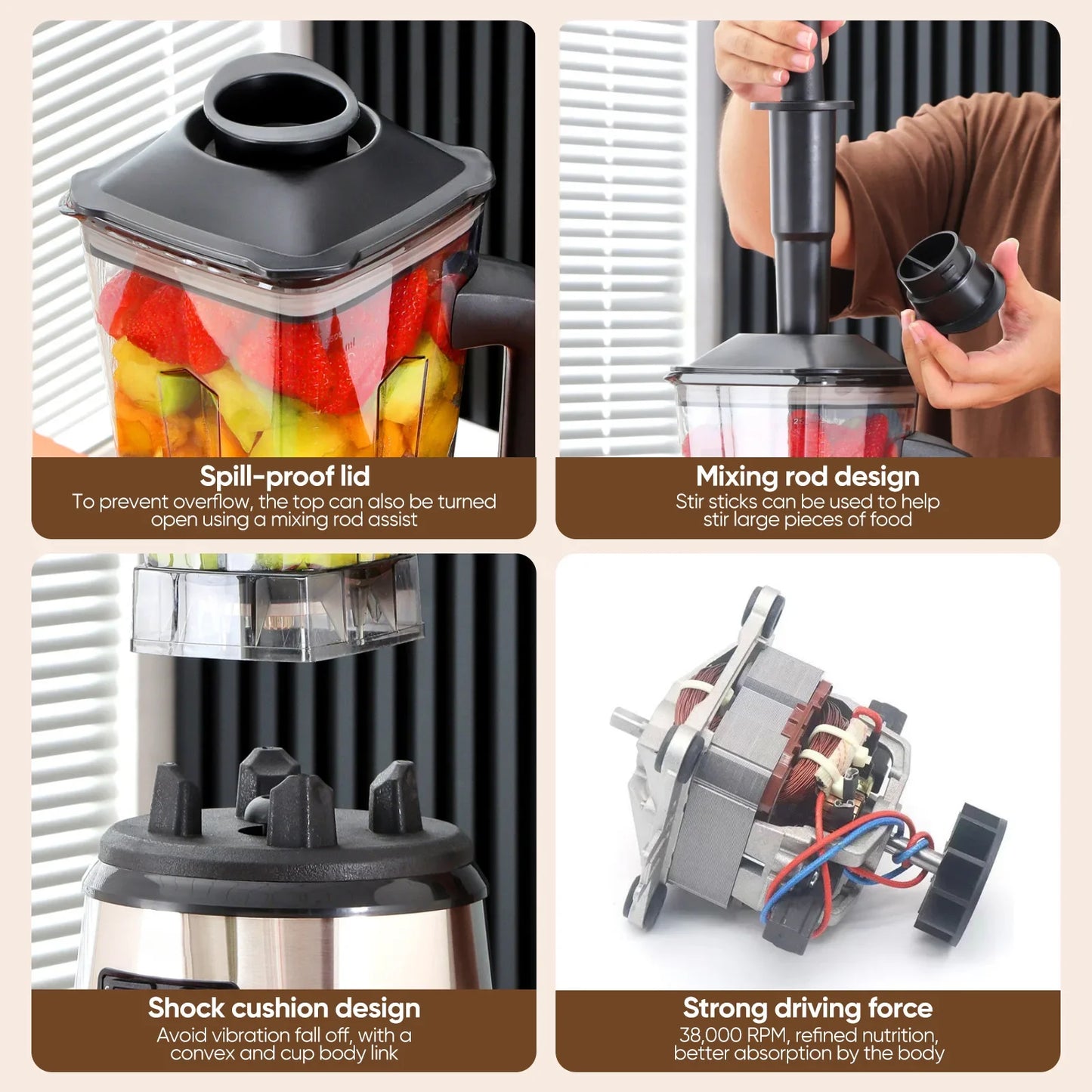 9500W High-Power Table Blender β 3-Container Food Processor for Ice, Nuts & Smoothies