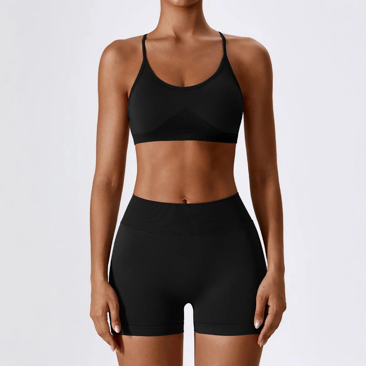 2-Piece Seamless Yoga Set β Crop Top & Shorts Gym Outfit for Women