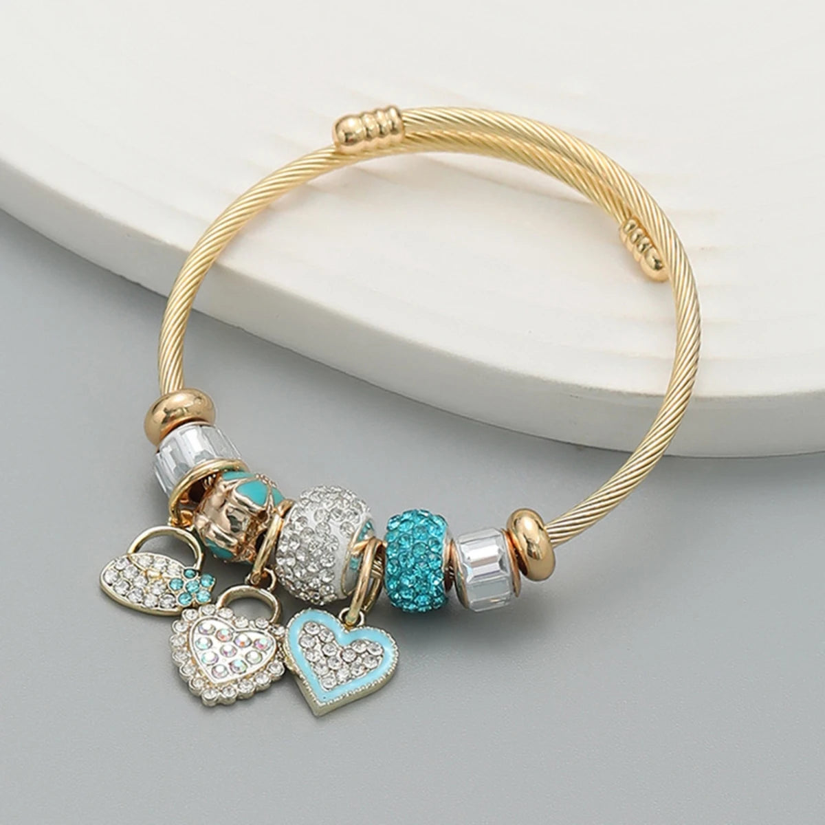 Fashion Stainless Steel Multi-Element Love Beaded Bracelet for Women