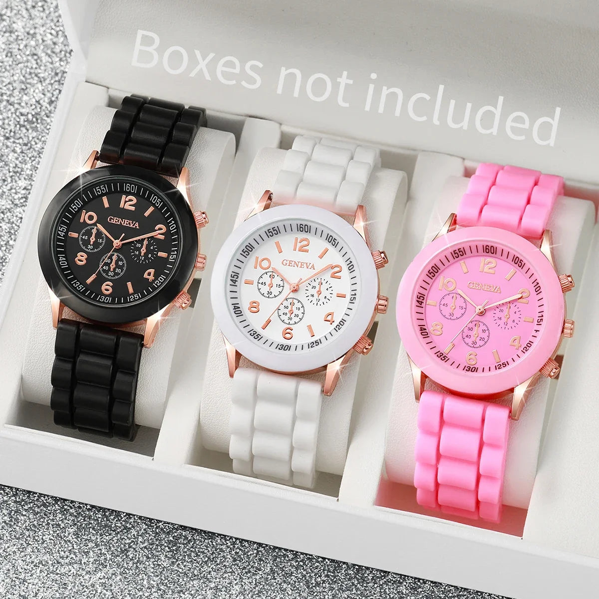 PearlTime β 3/6PCS Women's Silicone Watch & Jewelry Set