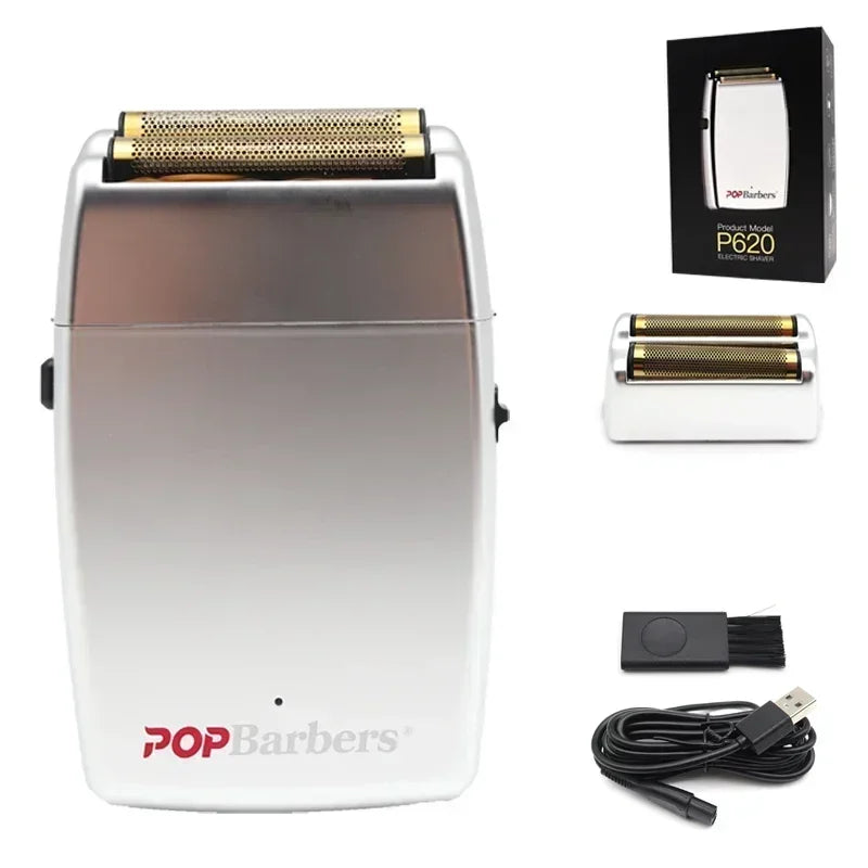 POP Barbers P620 Double Foil Electric Shaver β 11000 RPM USB Beard Trimmer for Men