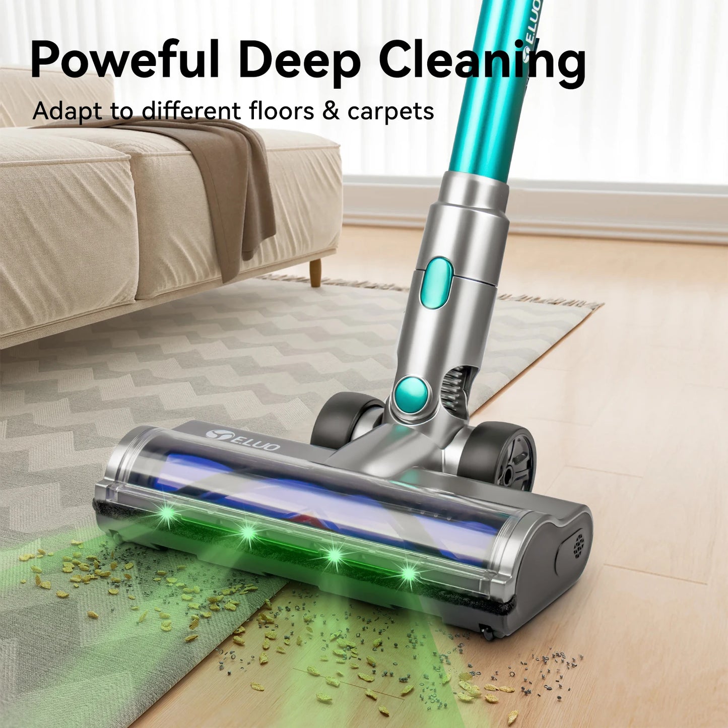400W Cordless Stick Vacuum β β₯28KPa Suction, Touch Screen, 60min Runtime, Anti-Tangle Design