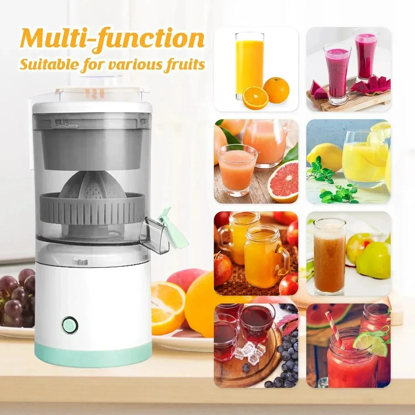 USB Rechargeable Electric Citrus Juicer β Portable Orange & Lemon Juice Press