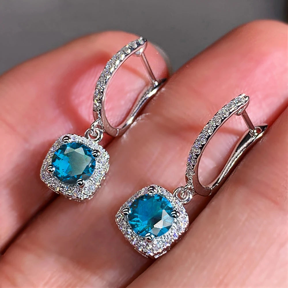 Huitan Square Drop Earrings β Elegant Bridal Dangle Jewelry