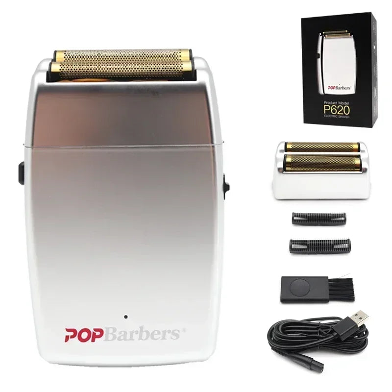 POP Barbers P620 Double Foil Electric Shaver β 11000 RPM USB Beard Trimmer for Men