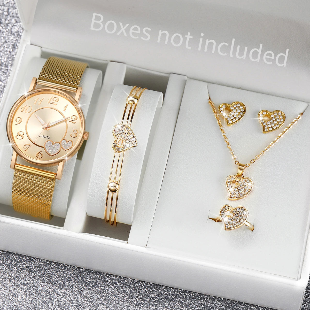 HeartTime – 3/6PCS Women’s Golden Watch & Butterfly Jewelry Set