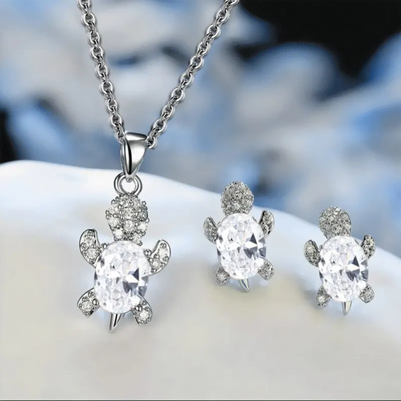 TurtleGlam β 3PCS Silver-Plated Multicolor Jewelry Set