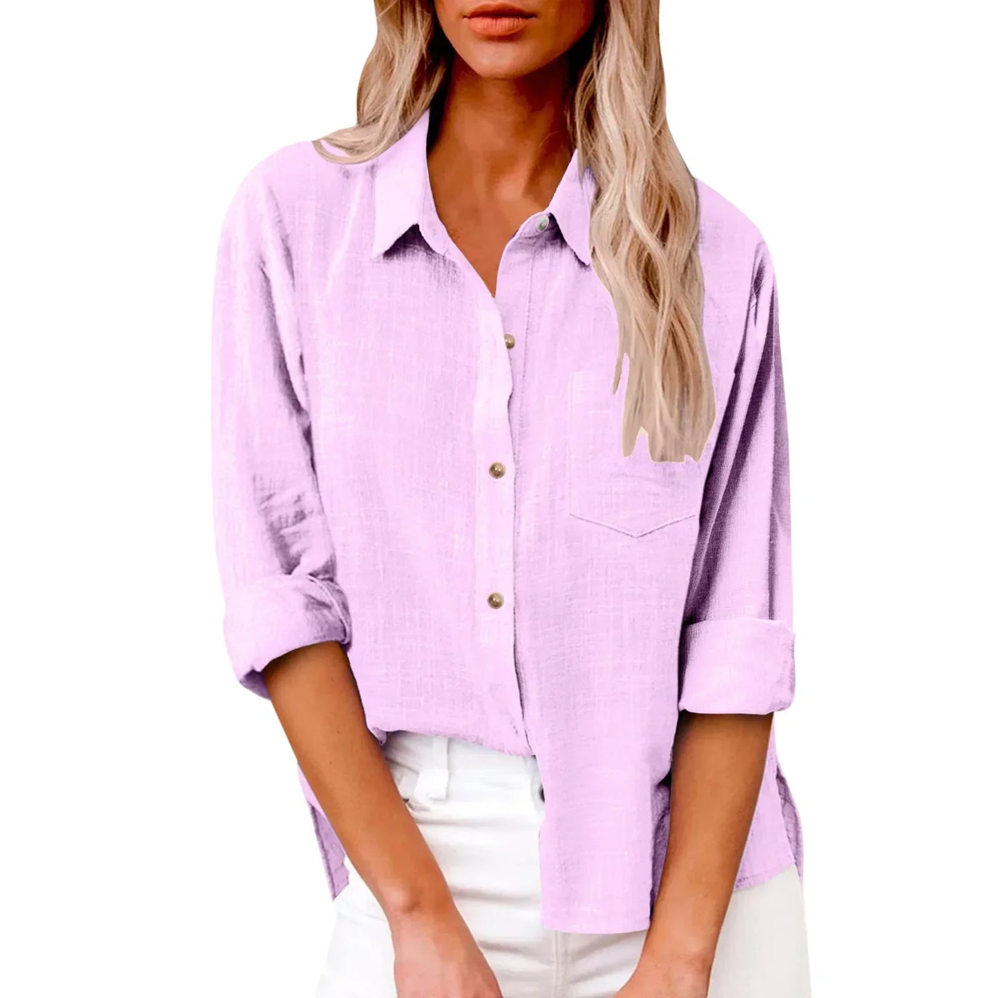 LinoChic β Cotton Linen Long Sleeve Shirt for Women