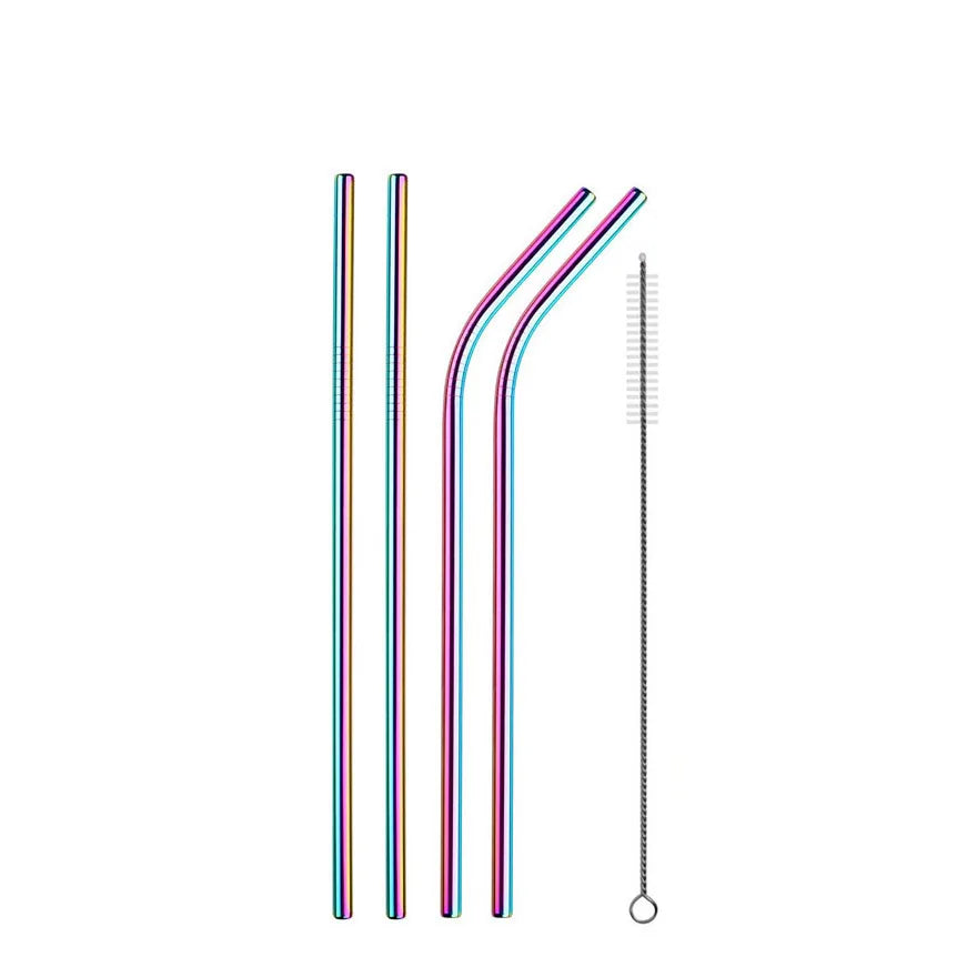 Metal Straws β Reusable 304 Stainless Steel Set with Brush & Pouch