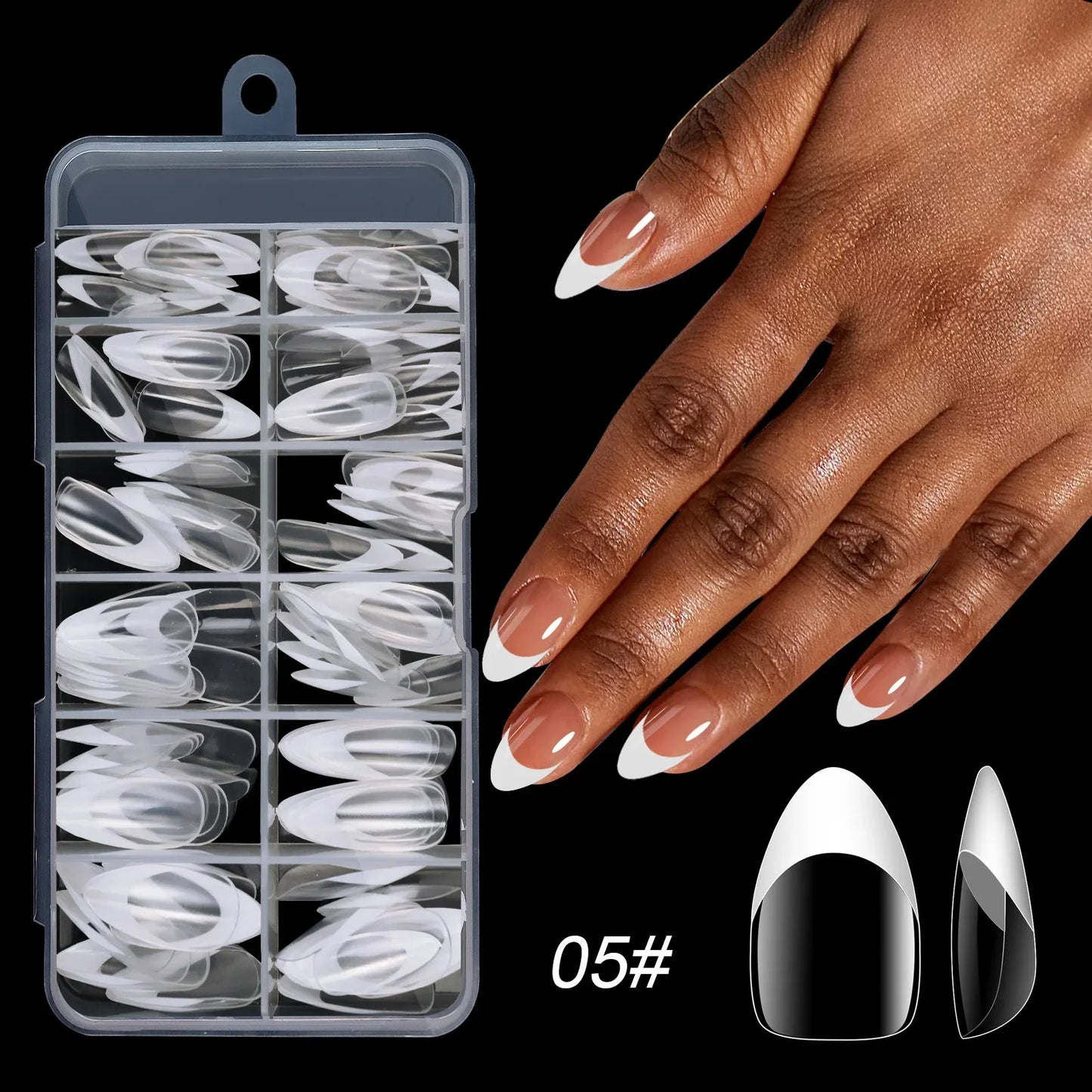 NailMuse β 120PCS Multicolor French Press-On Nails Set (Square & Almond Tips)
