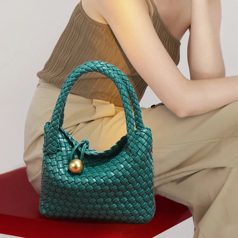 WeaveCharm β Vegan Leather Woven Crossbody Tote Bag
