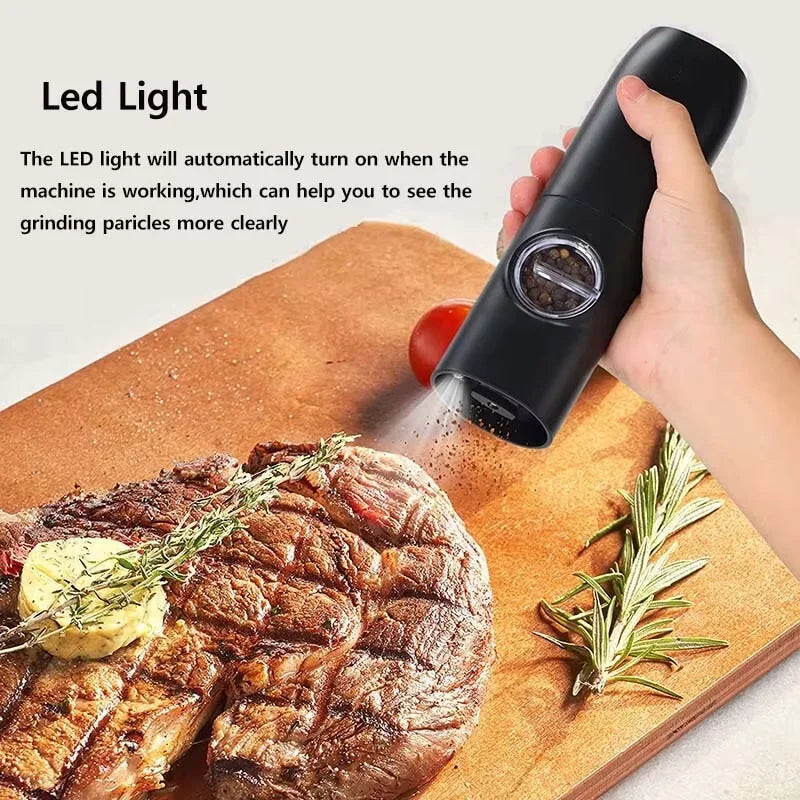 Electric Salt & Pepper Grinder Set β Rechargeable with LED Light & Adjustable Coarseness