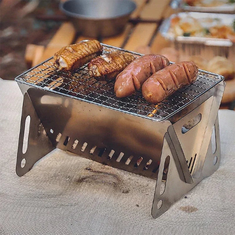 Portable Folding BBQ Grill & Stove β Stainless Steel Multi-Use Camping Cooker