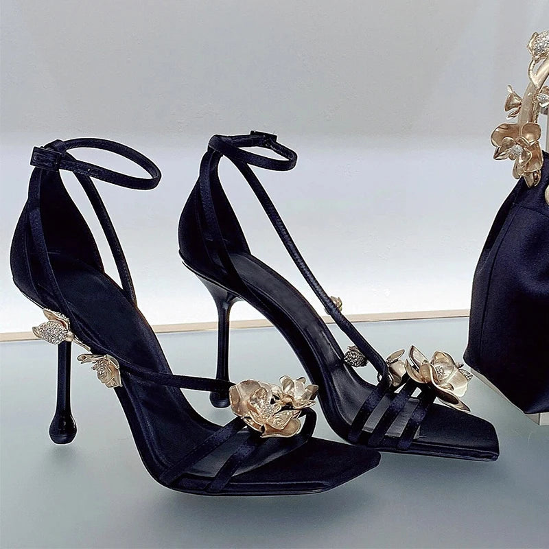 JinlanBloom 2025 β Floral Stiletto Square Toe Sandals