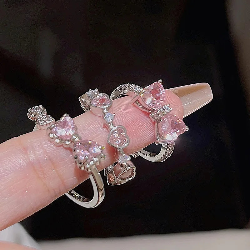 2PCS Fairy Sparkling Crown Rings β Adjustable Crystal Rings for Women & Teens