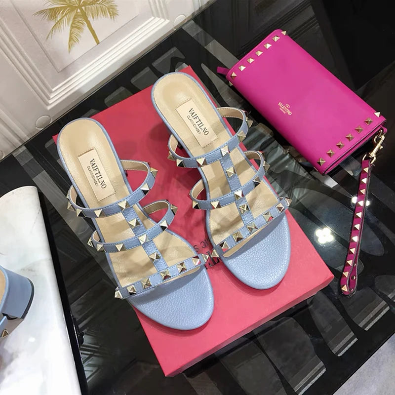 SilverGladiator 2025 β Luxury Rivet Leather Heeled Sandals