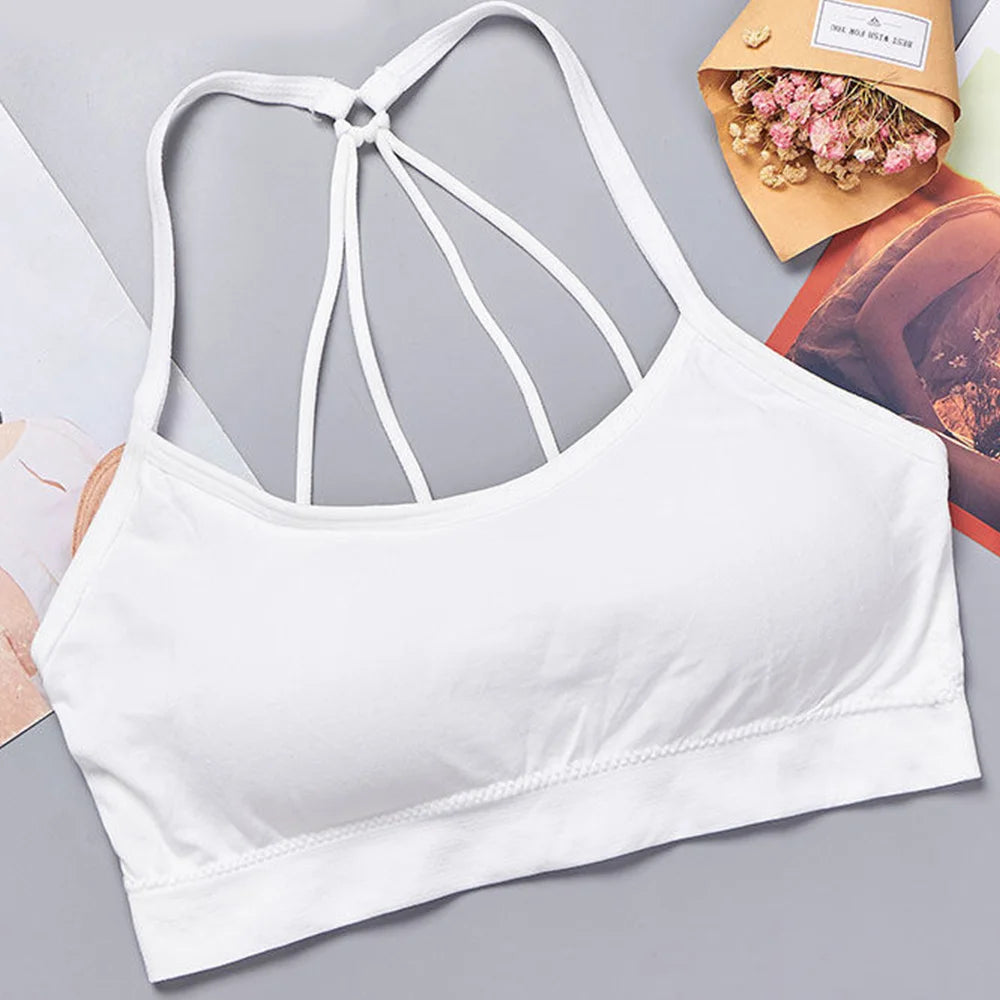 Heart Strap Sports Bra β Wireless Padded Wrap Top for Yoga & Fitness