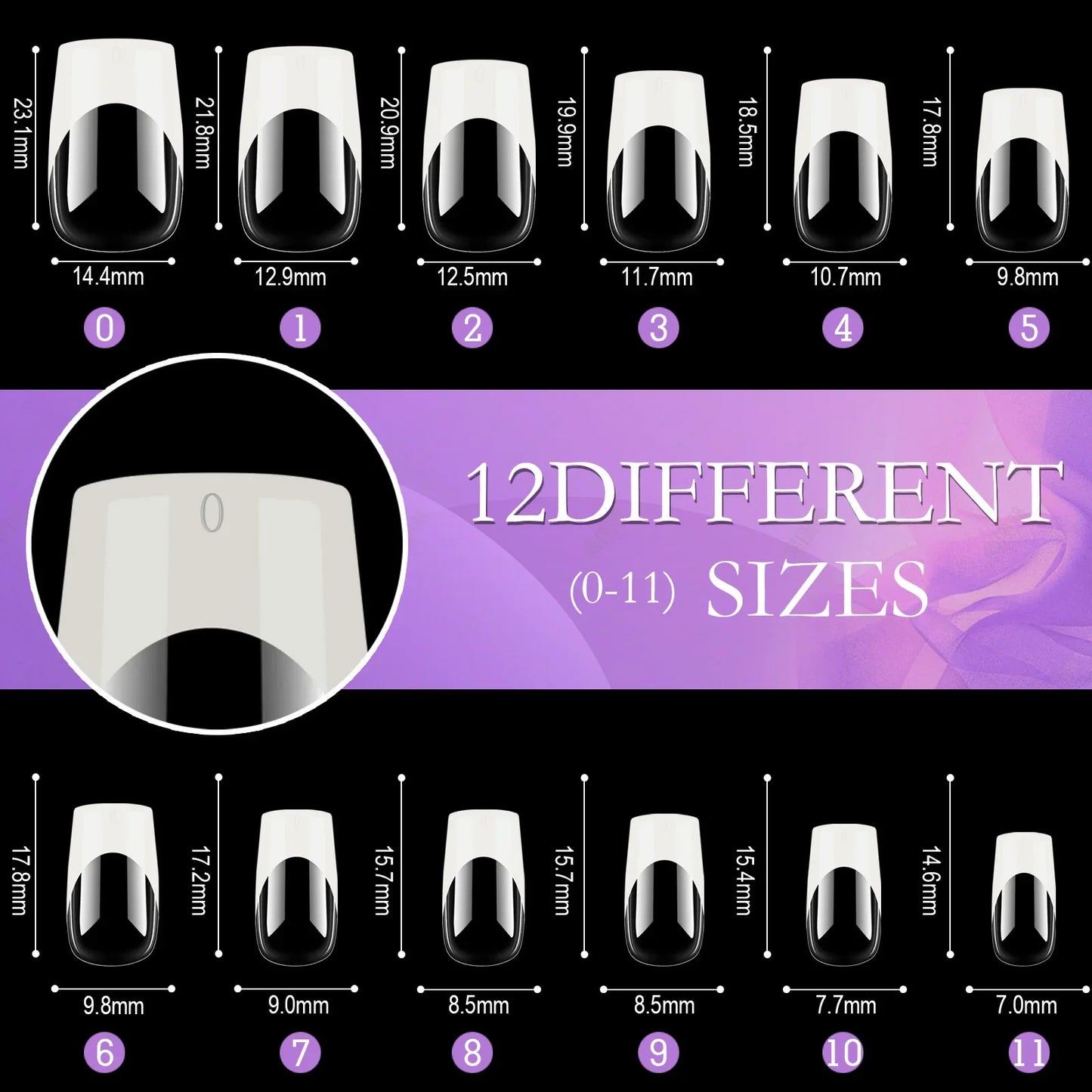 NailMuse β 120PCS Multicolor French Press-On Nails Set (Square & Almond Tips)
